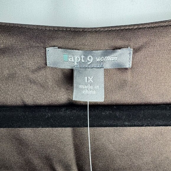 Vintage Y2K Babydoll Apt. 9 Brown Red Geometric Top Womens Size 1X - Picture 3 of 8